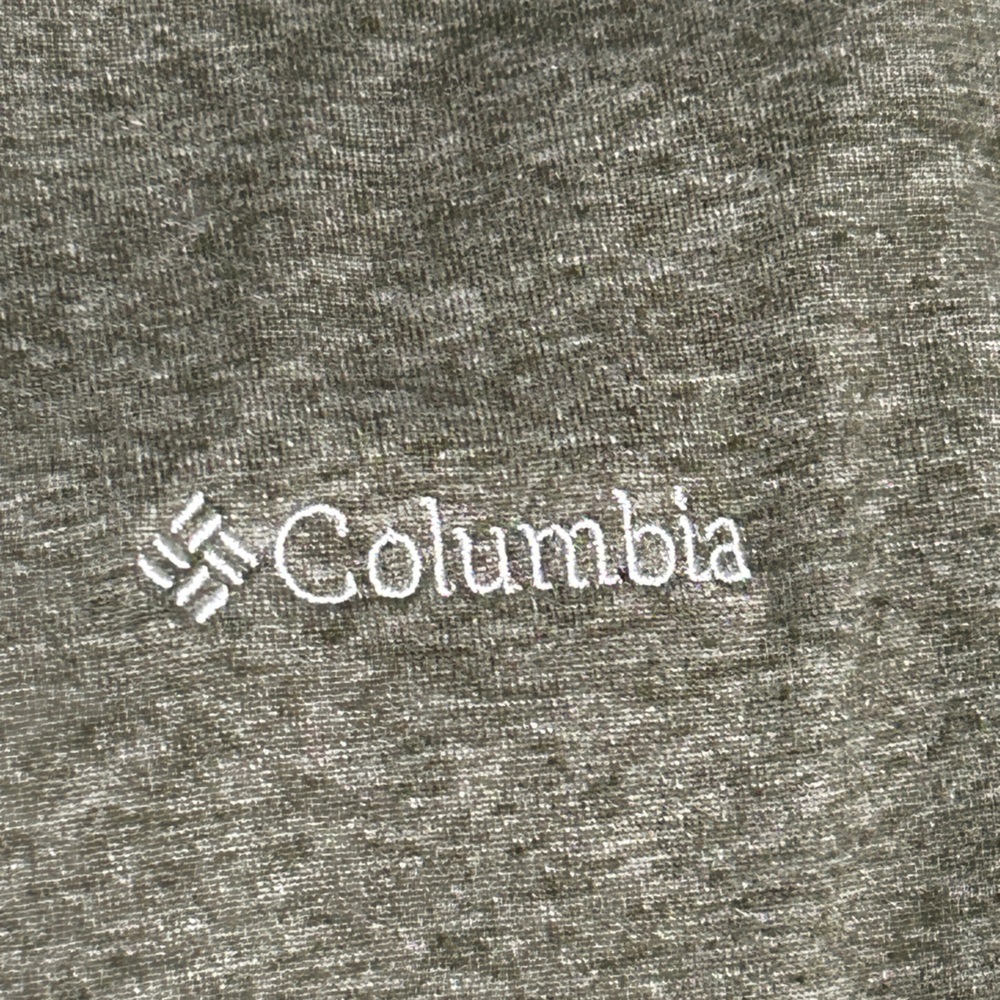 Columbia Henley Mens Shirt XXL Heather Olive Green Long Sleeve 2-Button
